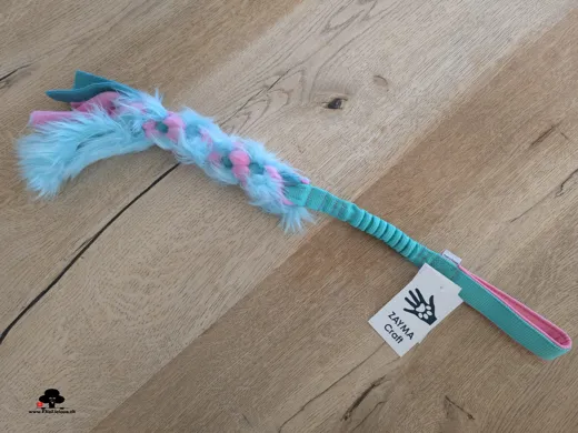 FUR and FLEECE bungee dog toy M,mint, pink, teal